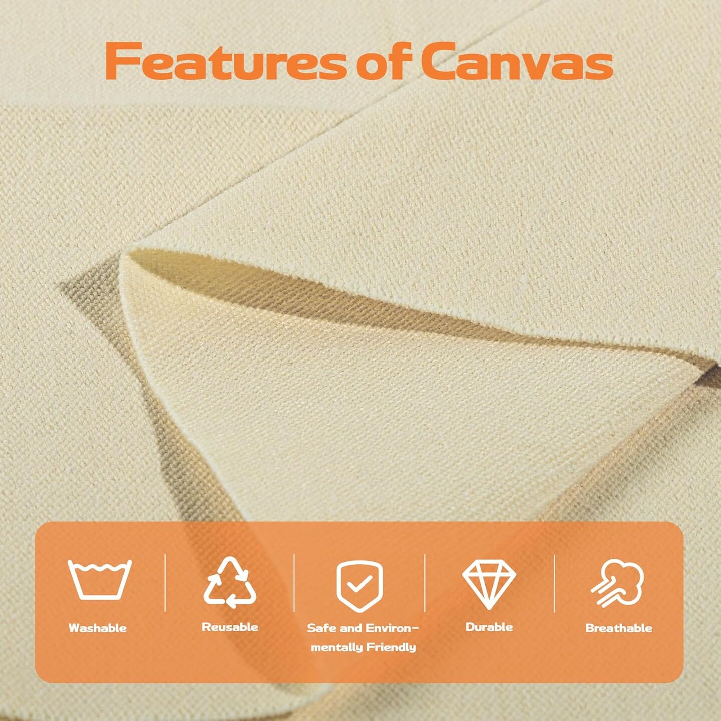 Canvas Fabric, Duck Canvas Fabric, 60'' Wide for Arts & Crafts, Painting (Natural, 1 Yard)