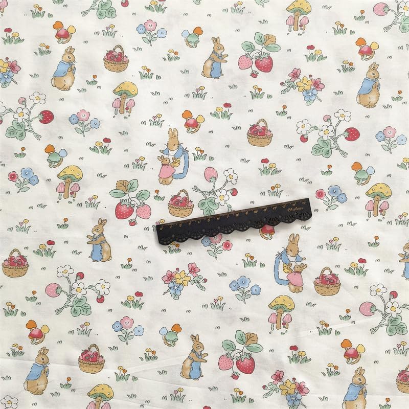 Rabbit Life Theme 10x10 Inch Fabric Squares for Quilting 100% Cotton Precut Quilting Fabric