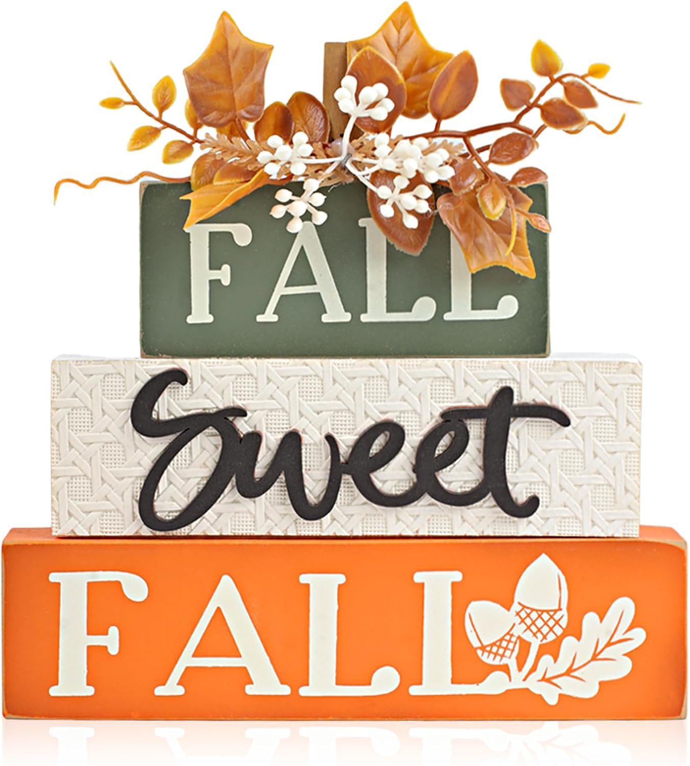 Rustic Wooden Maple Leaf Block Sign Tabletop Decor