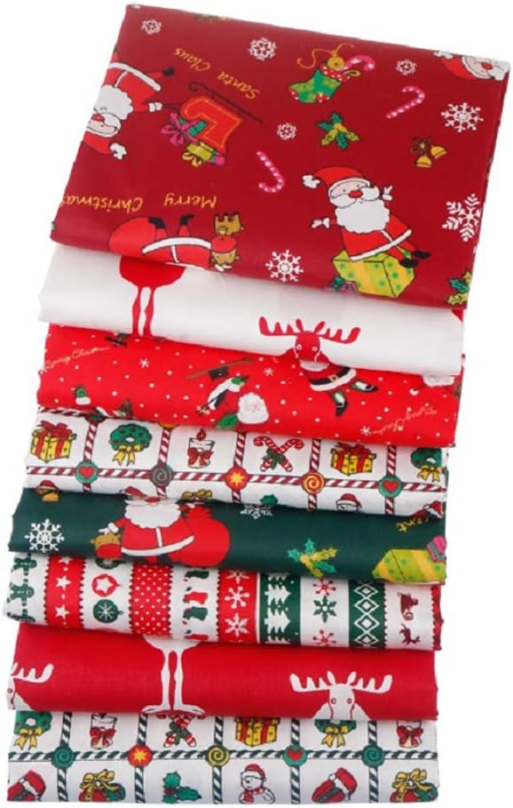 8PCS Christmas Cotton Fabric Squares - 20&#x22; x 20&#x22;