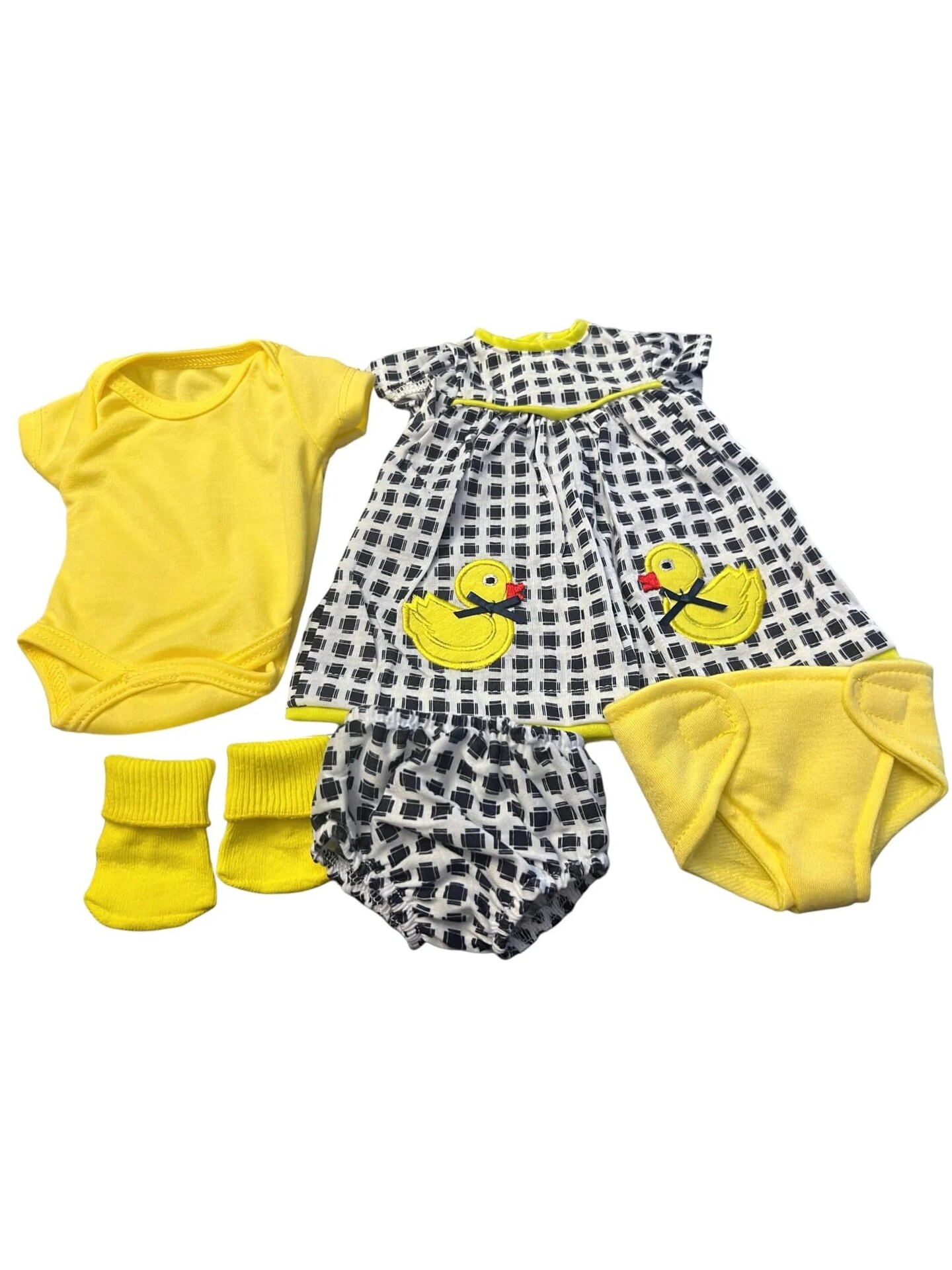 Baby Doll Clothes- Ducky Dress and Romper Set Fits 15-18 Inch Baby Dolls