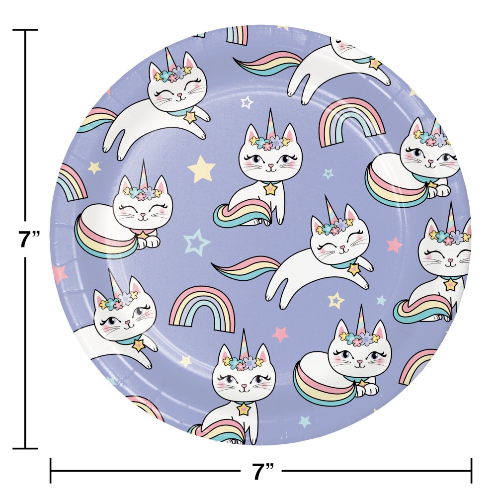Kitty Cat Sassy Caticorn 7&#x22; Dessert Plates - 8ct