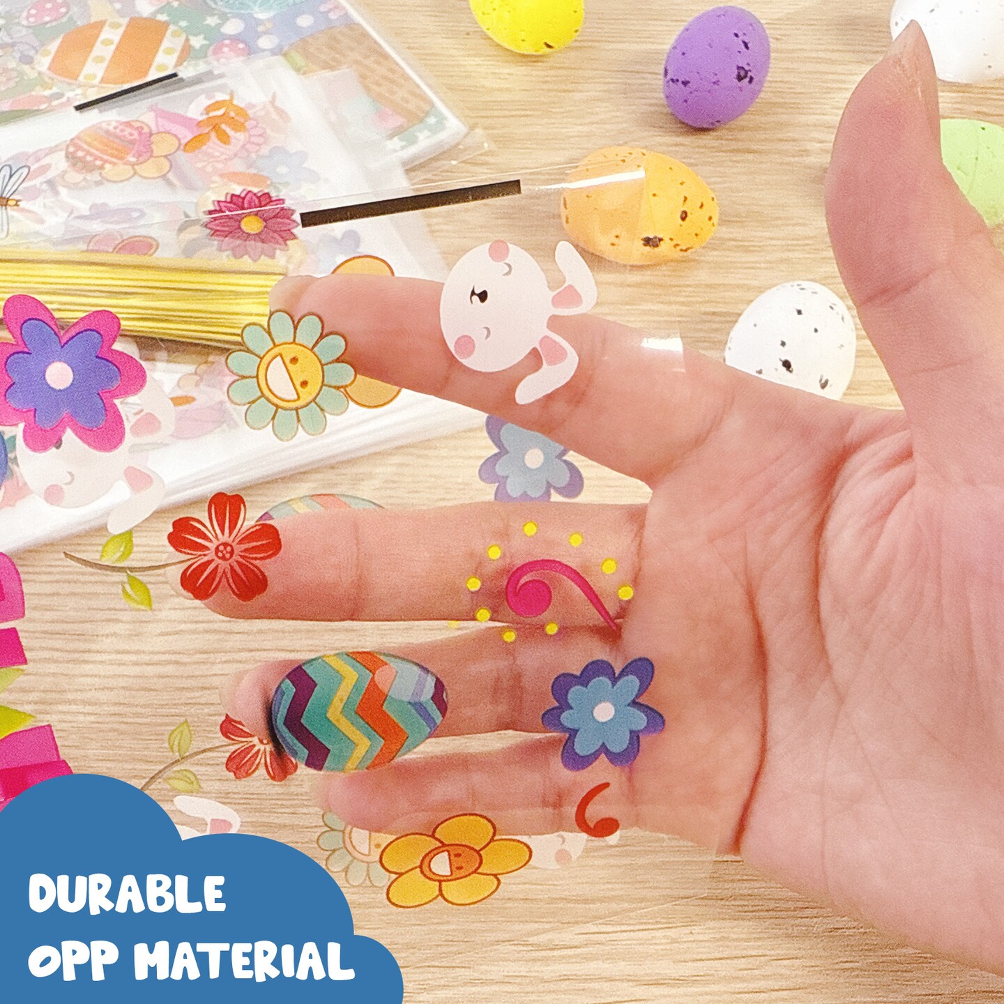 Wrapables Easter Cellophane Treat Bags With Twist Ties for Candy, Cookies, Treats, Gifts and Party Favors (100pcs), Happy Easter
