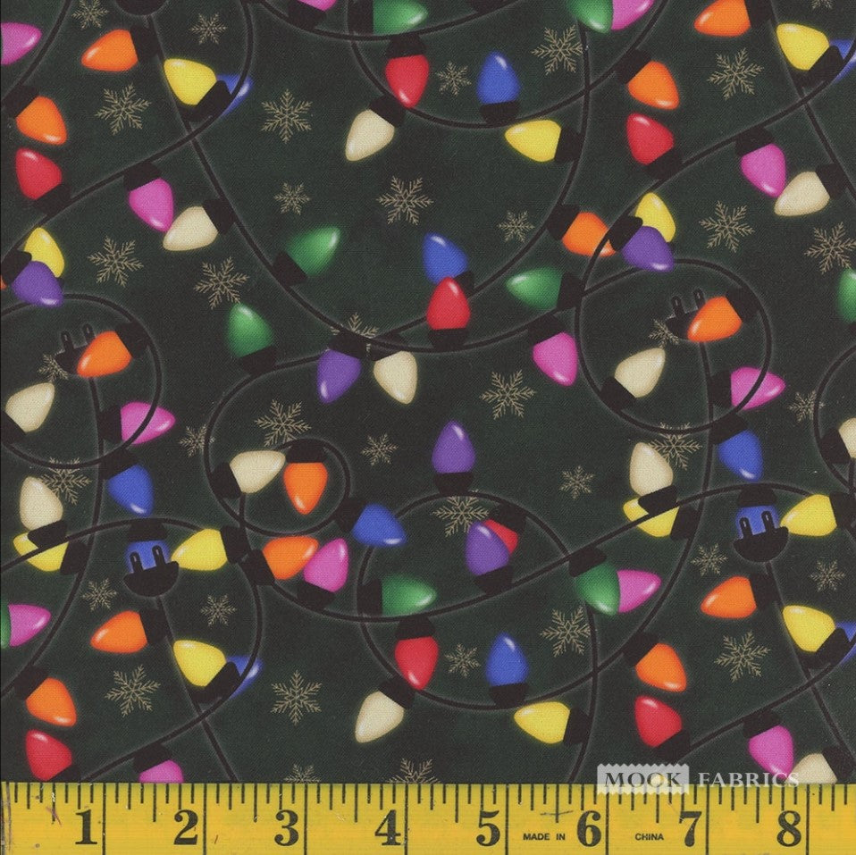 Mook Fabrics Christmas Deck The Halls Lights Forest 100% Cotton Price per yard