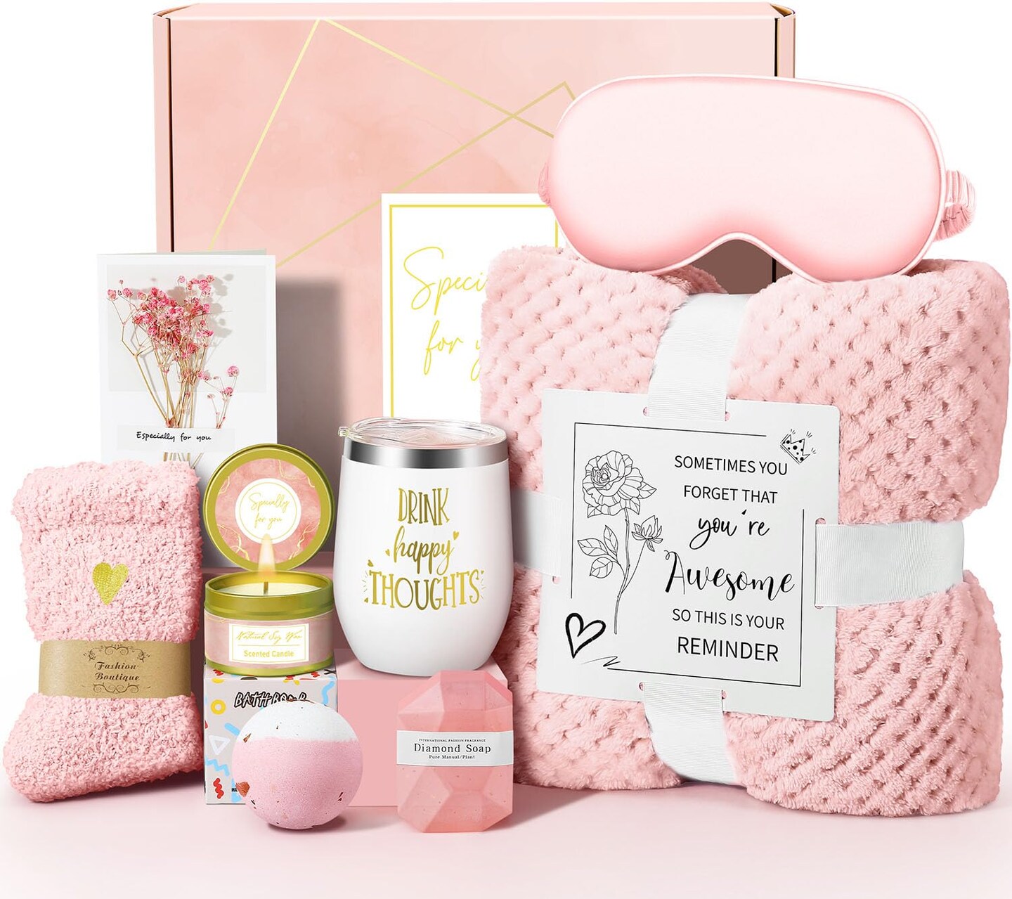 Gifts for Mom, Women, Daughter, Girlfriend, Wife, Happy Birthday Gifts for Women Mom Her Friend Sister Wife Grandma, Self Care Gift Get Well Relaxing Spa Galentines Day Gift Basket Set