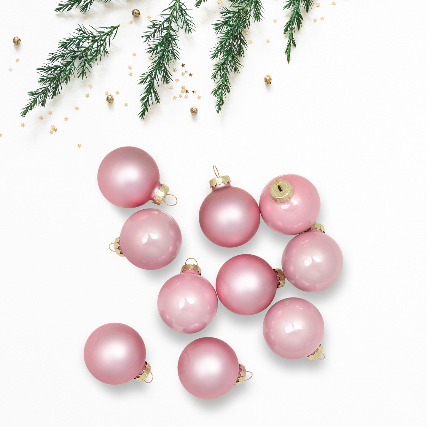 Northlight 2-Finish Glass Christmas Ball Ornaments - 1.5" (40mm) - Pink - 10ct