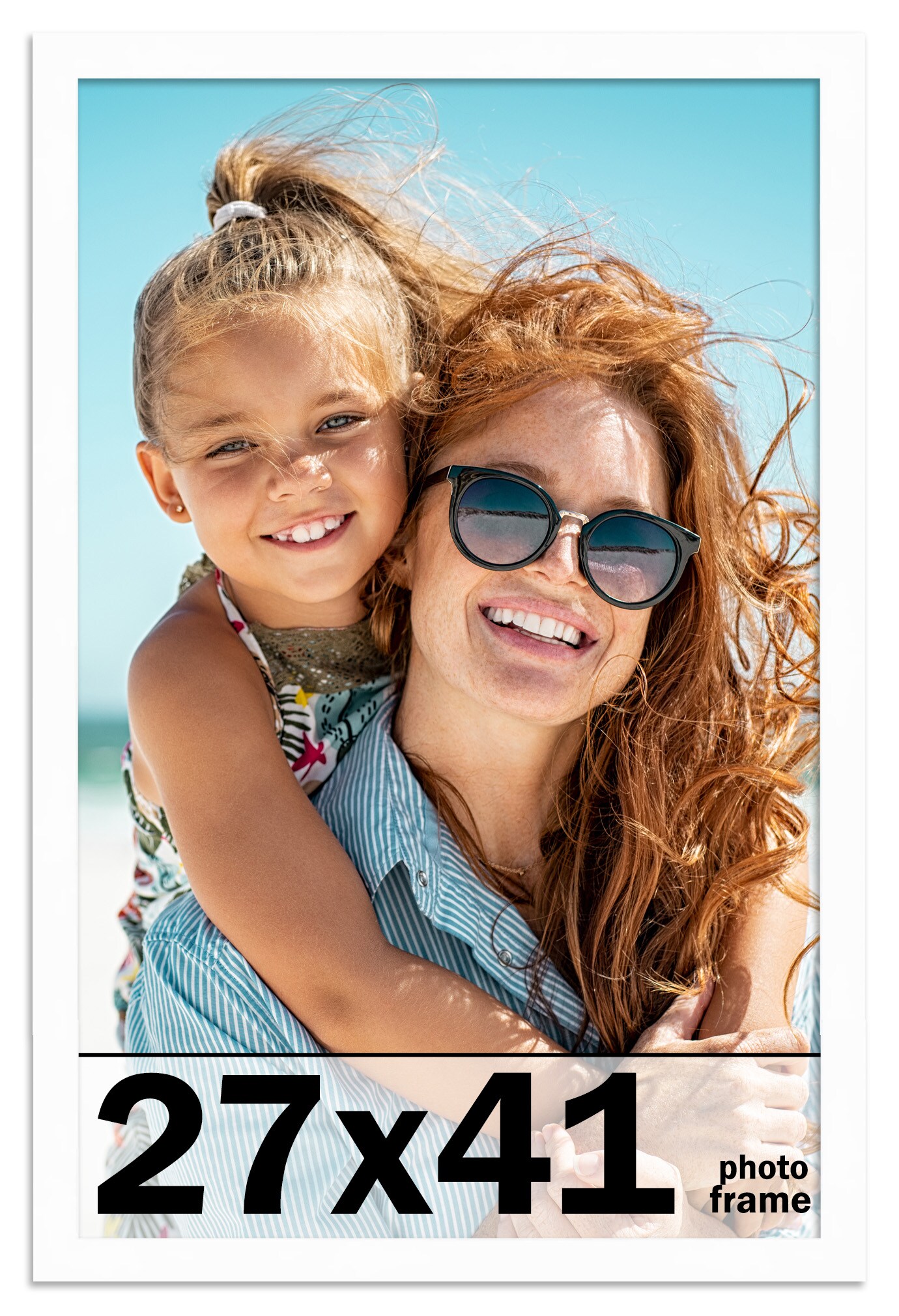 27x41 White Wood Picture Frame - UV Acrylic, Foam Board Backing, Hanging Hardware