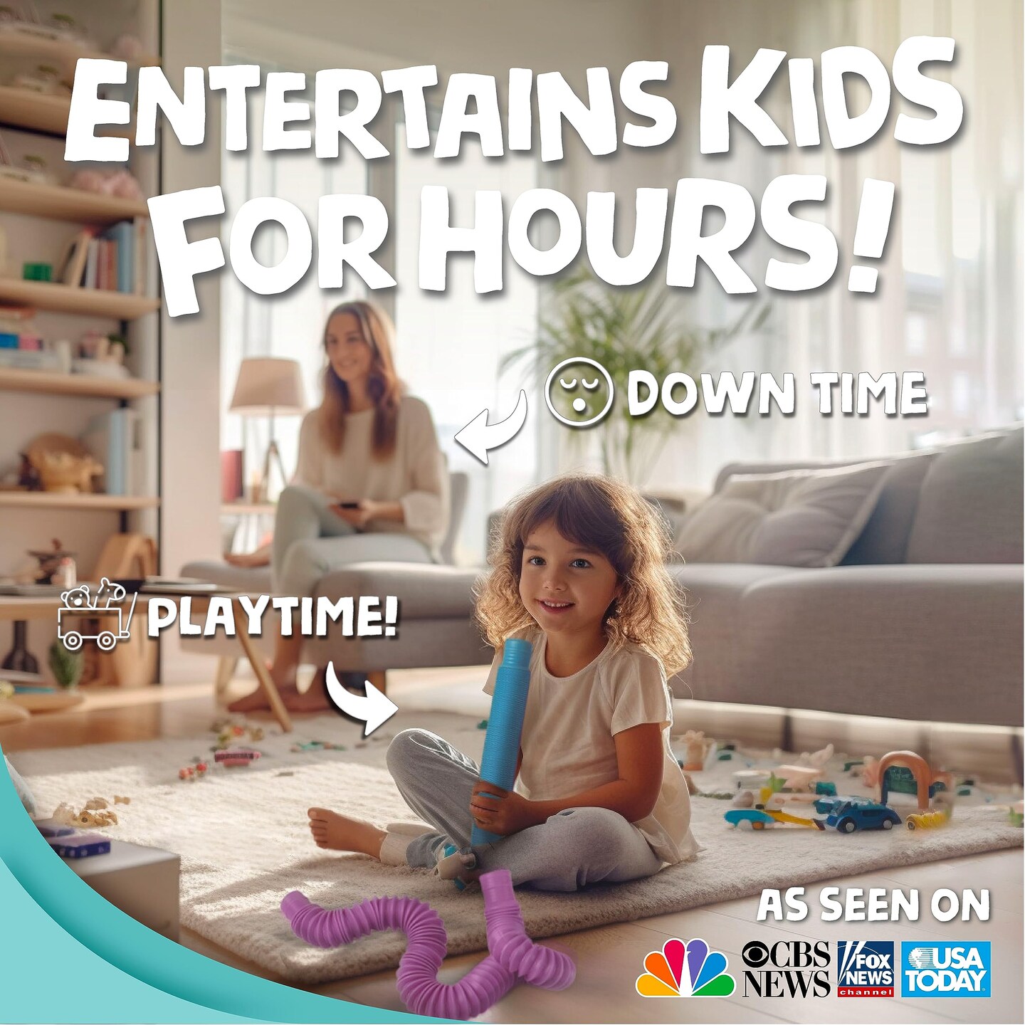 4 Pieces | Hours of Fun for Kids | Imaginative Play &#x26; Stimulating Creative Learning | Toddler Sensory Toys | Tons of Ways to Play | Connect, Stretch, Twist &#x26; Pop