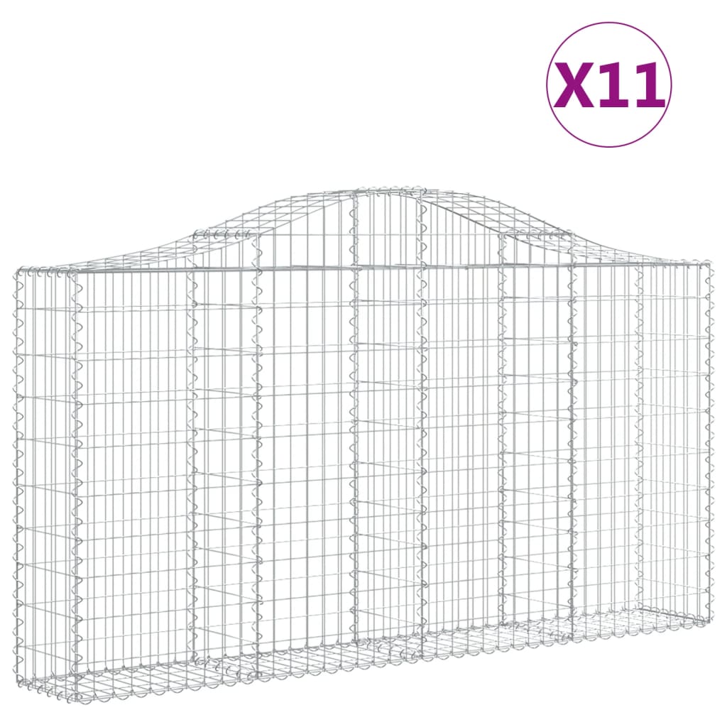 vidaXL Arched Gabion Baskets 11 pcs 78.7&#x22;x11.8&#x22;x39.4&#x22;/47.2&#x22; Galvanized Iron