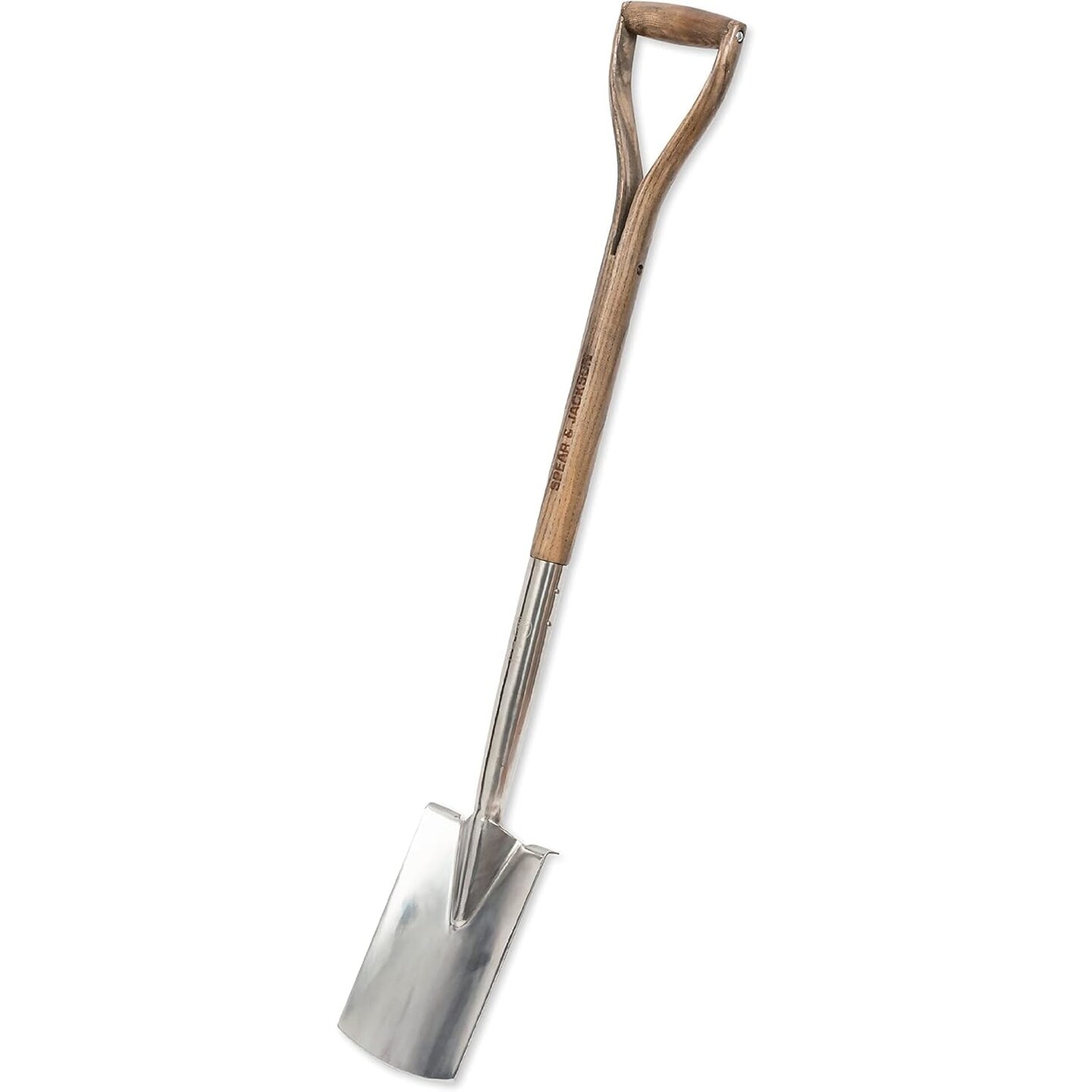 Spear &#x26; Jackson Traditional Stainless Border Spade, Mirror-Polished Stainless Steel Head, Weatherproofed Hardwood Shaft, Ergonomic Wishbone Handle