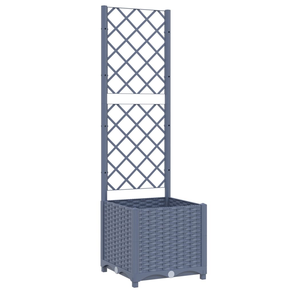 vidaXL Garden Planter with Trellis Dark Gray 15.7x15.7x53.5 PP
