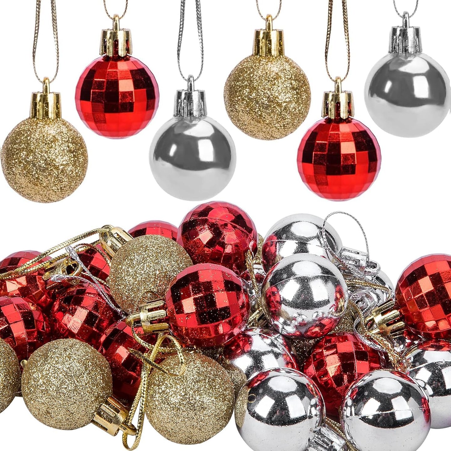 36 PCS Mini Christmas Ball Ornaments (Multicolor)