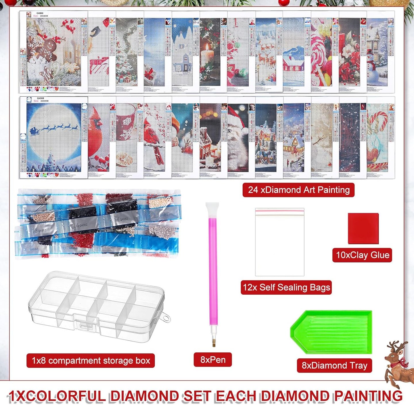 24 Pack Christmas Diamond Painting Kits