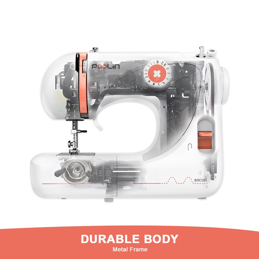 POOLIN EOC565 Sewing Machine - 26 Stitch Applications, Adjustable Stitch Length, With Complete Accessory Kits &#x26; Foot Pedal, 5 Included Presser Feet, Easy-to-Use Sewing Machine For Adults, Great Halloween And Christmas Gift