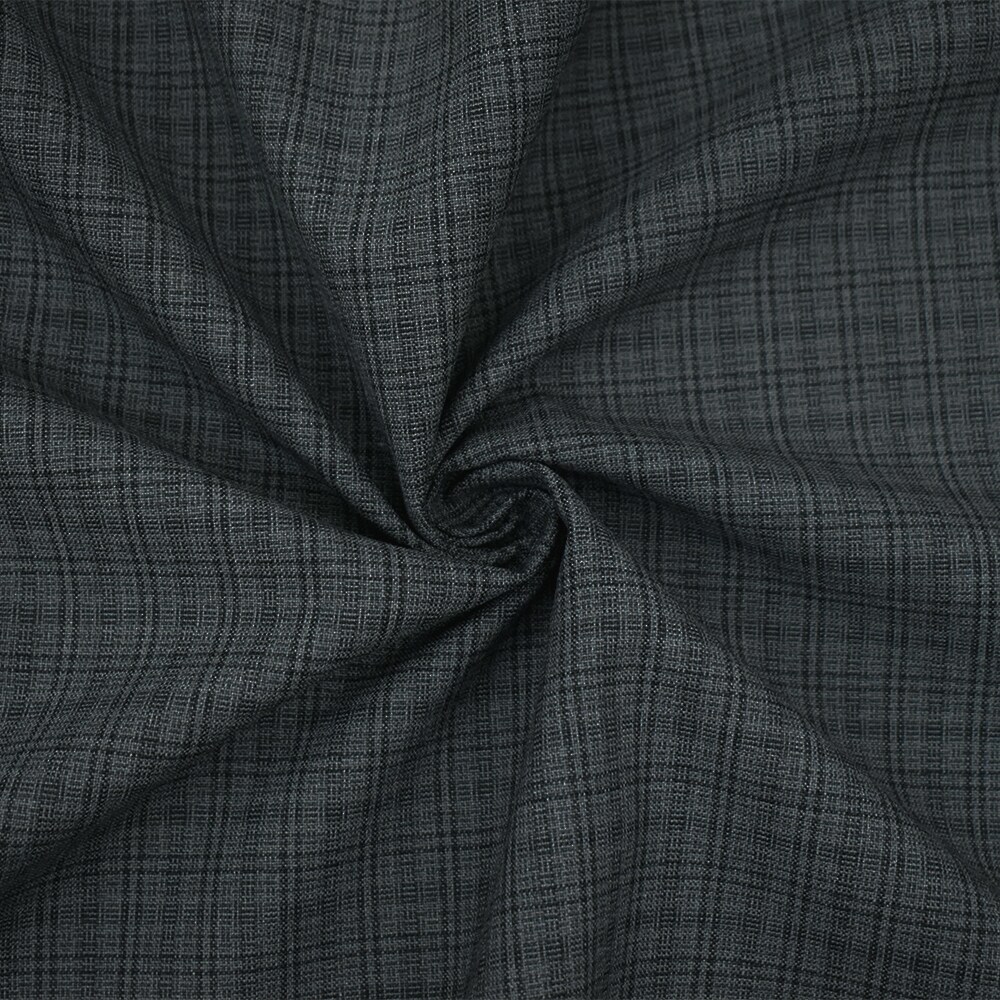 Gray-Black Wool-Polyester Plaid Woven Shirting Fabric By the Yard