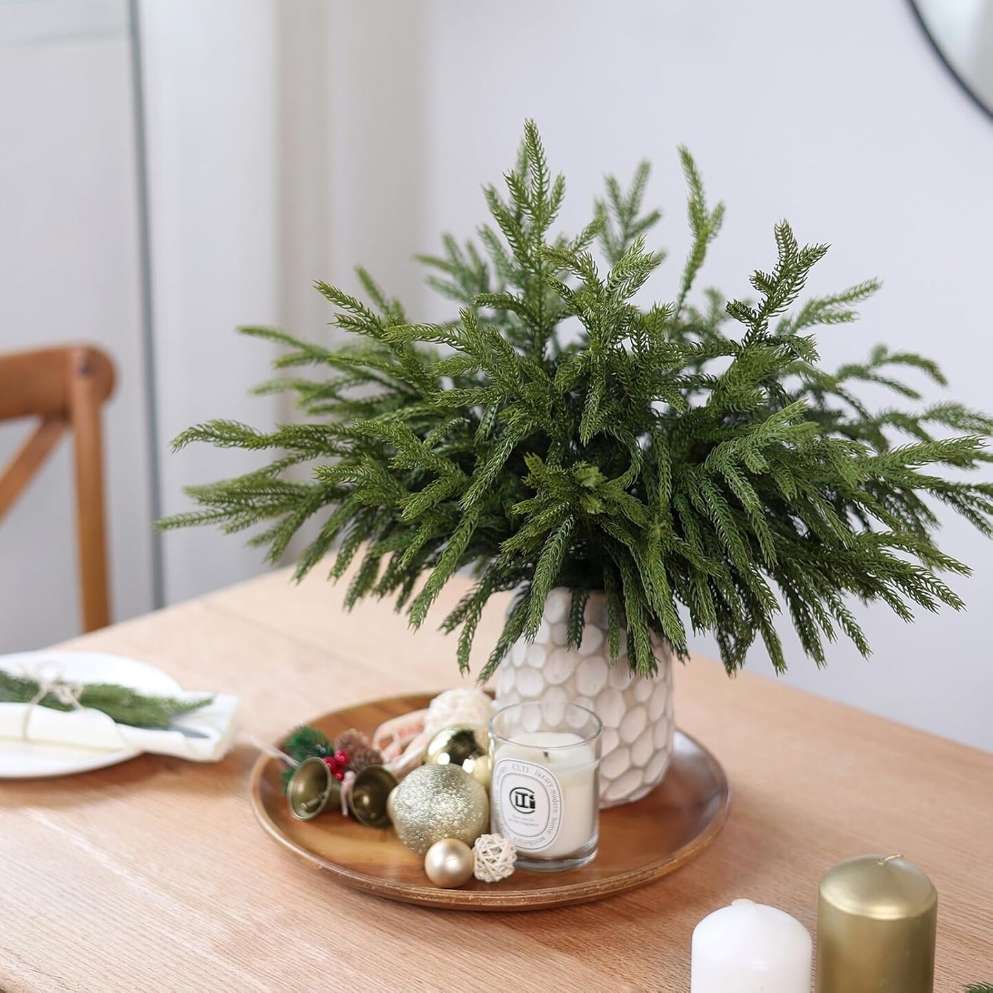 16 Pcs 18 Inch Real Touch Artificial Norfolk Pine Branches (Green) 0.78"D x 7.8"W x 18"H