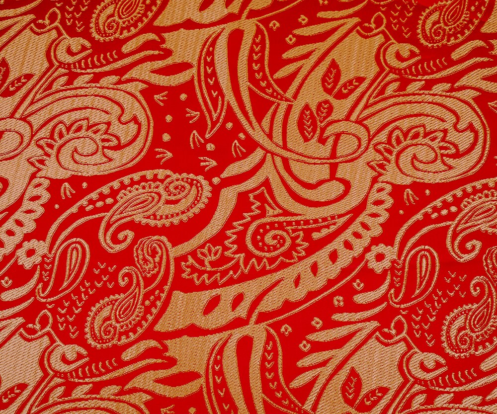 Red-Brown Polyester Paisley Baroque Pattern Chinese Brocade Fabric By the Yard