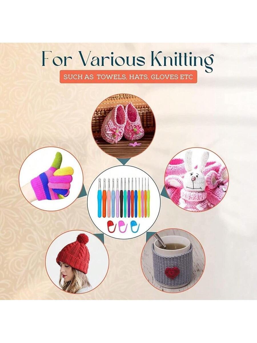 40-Piece Crochet Kit with 11 Color Soft Yarn, Stitch Markers, Hooks, and Storage Bag