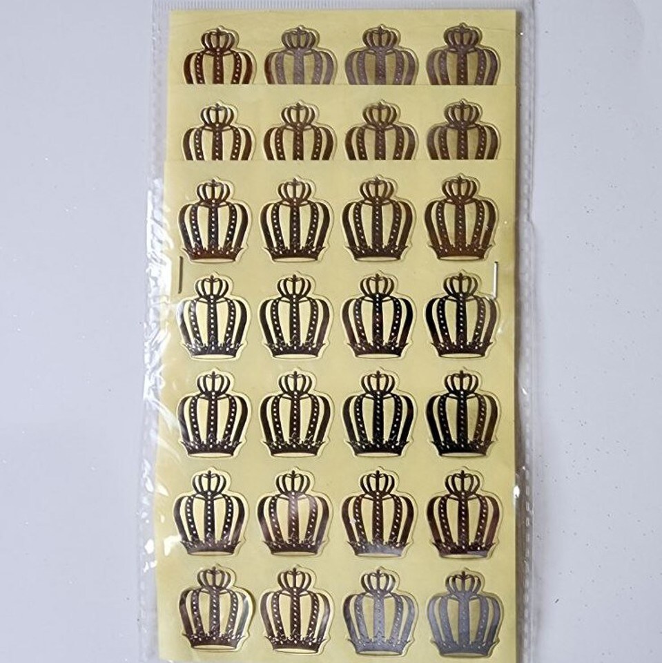 Gold and Silver Crown Stickers, 60 Stickers – Decorative Royal Stickers for Crafts, Scrapbooking & Holiday Projects