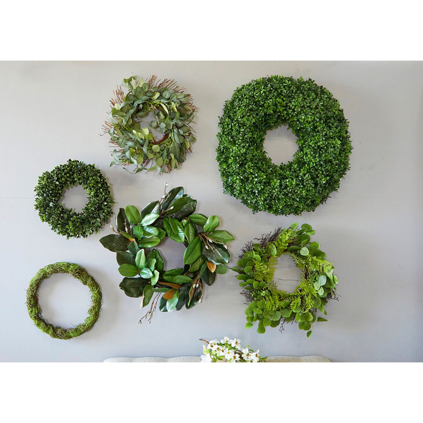 22" Eucalyptus Fern Wreath Lush Greenery Wreath for Door & Wall Decor