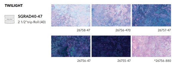 Stonehenge Gradations 2.5&#x22; Strip Roll (Jelly Roll) in Twilight by Linda Ludovico for Northcott (SGRAD40-47)