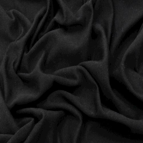 Midnight Black Semi-Opaque Slubbed Jersey Knit Fabric By the Yard