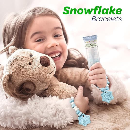 4E's Novelty Christmas Candy Bracelets - 30-Pack Christmas Shapes Bulk Candies Individually Wrapped, Fun Christmas Stocking Stuffers & Party Favor Candy for Kids, Blueberry Candies Bracelet