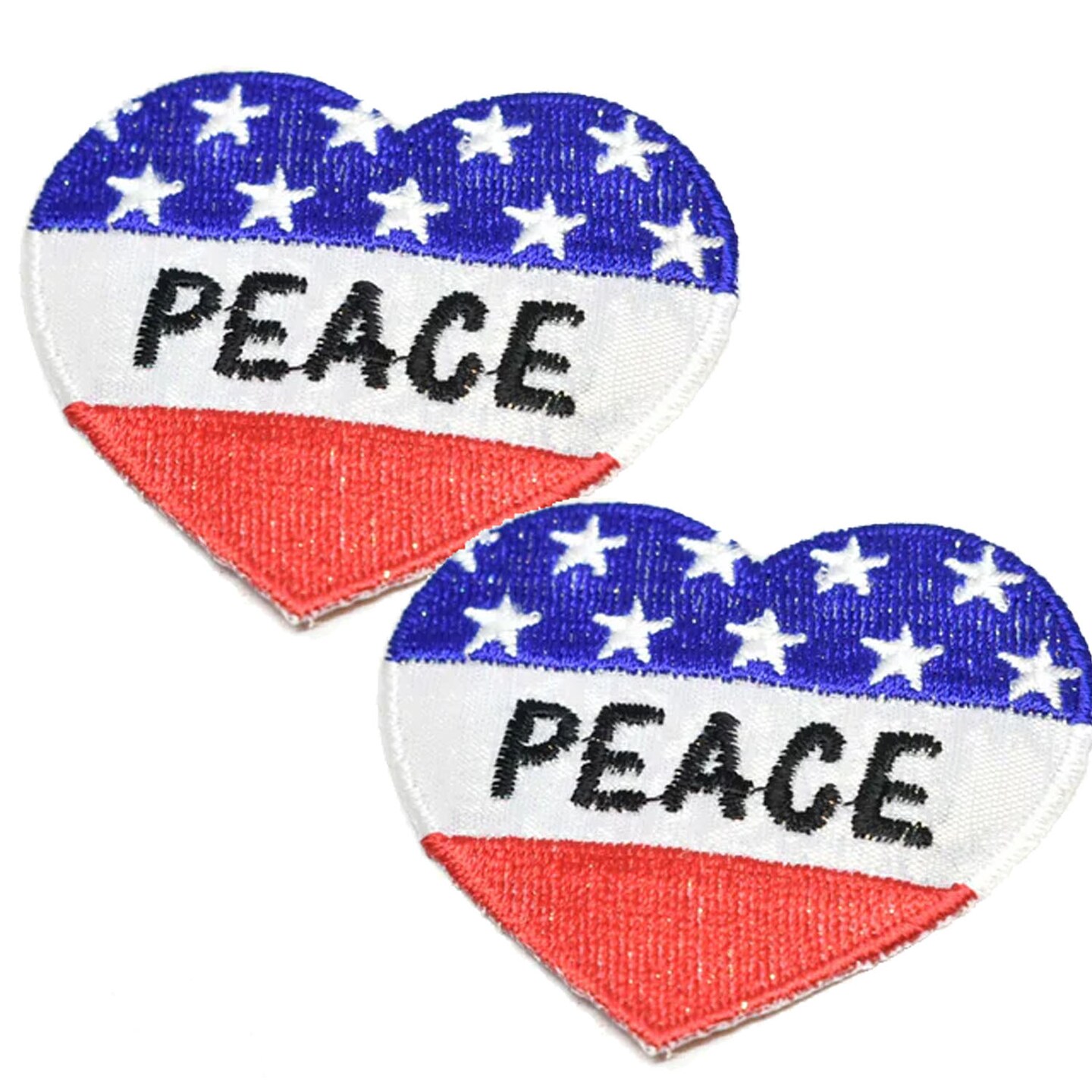 Heart Shaped Patriotic Peace Iron On Patch Applique for Clothing and Accessories
