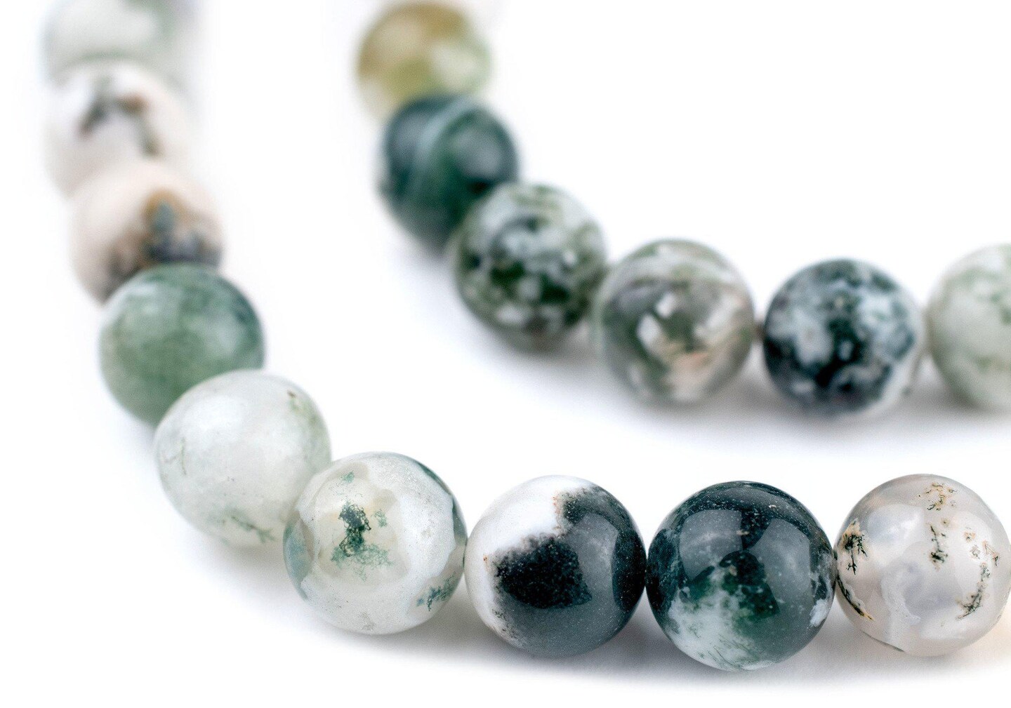 The Bead Chest Round Tree Agate Beads (10mm): Organic Gemstone Round Spherical Energy Stone Healing Power Crystal for Jewelry Bracelet Mala Necklace Making