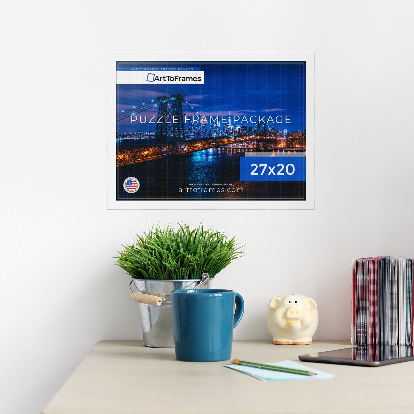 ArtToFrames 27x20 INCH / CM Puzzle Frame for 2000 piece Puzzles.This 1.25 Inch Custom MDF Frame for Puzzles Comes with Economy Acrylic, Available in Multiple Colors