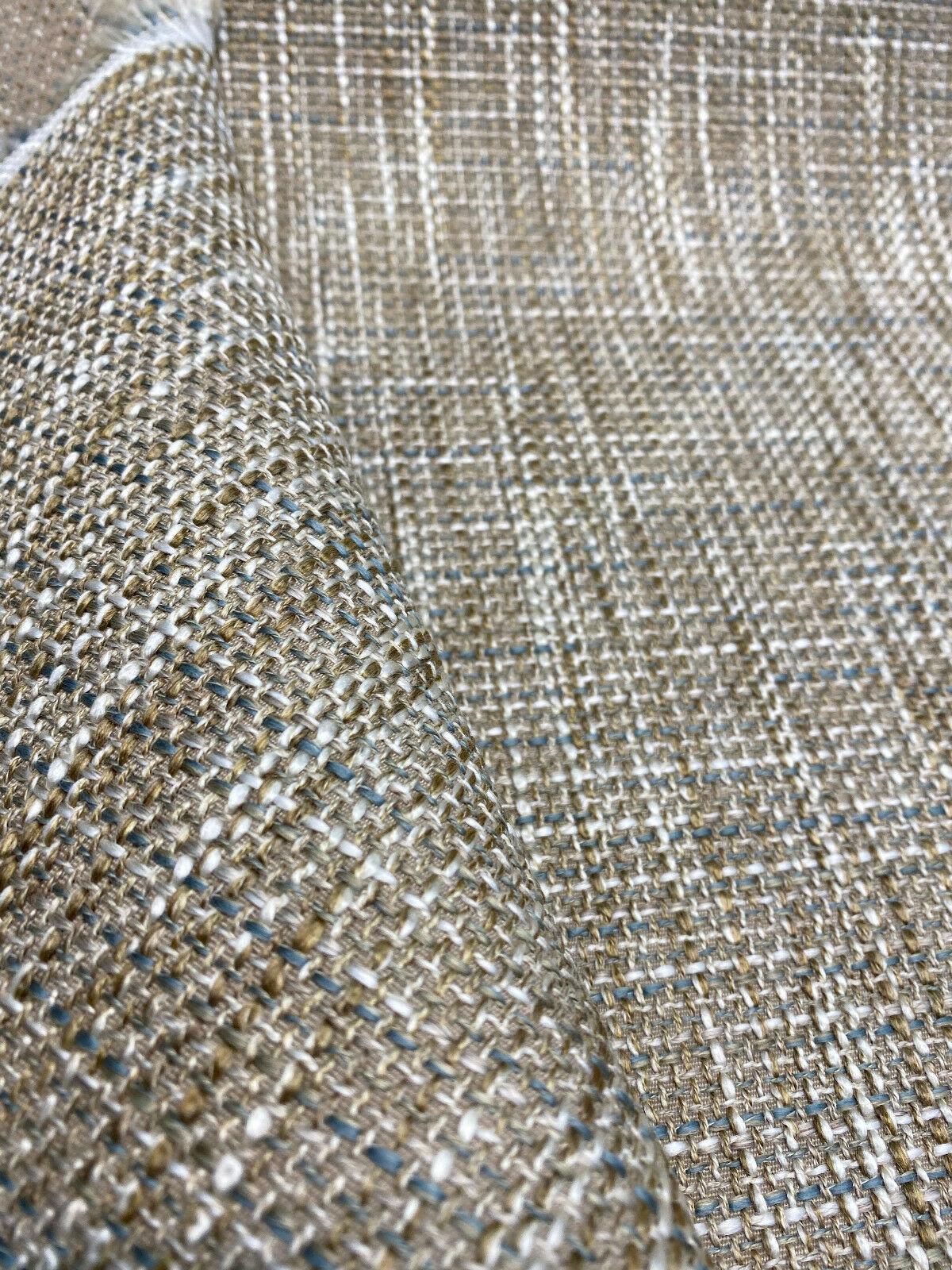 1 Yard Upholstery Tweed Performance Fabric Beach Antique Gold Blue Durable 67% Acrylic 33% Polyester 54 Inch Width
