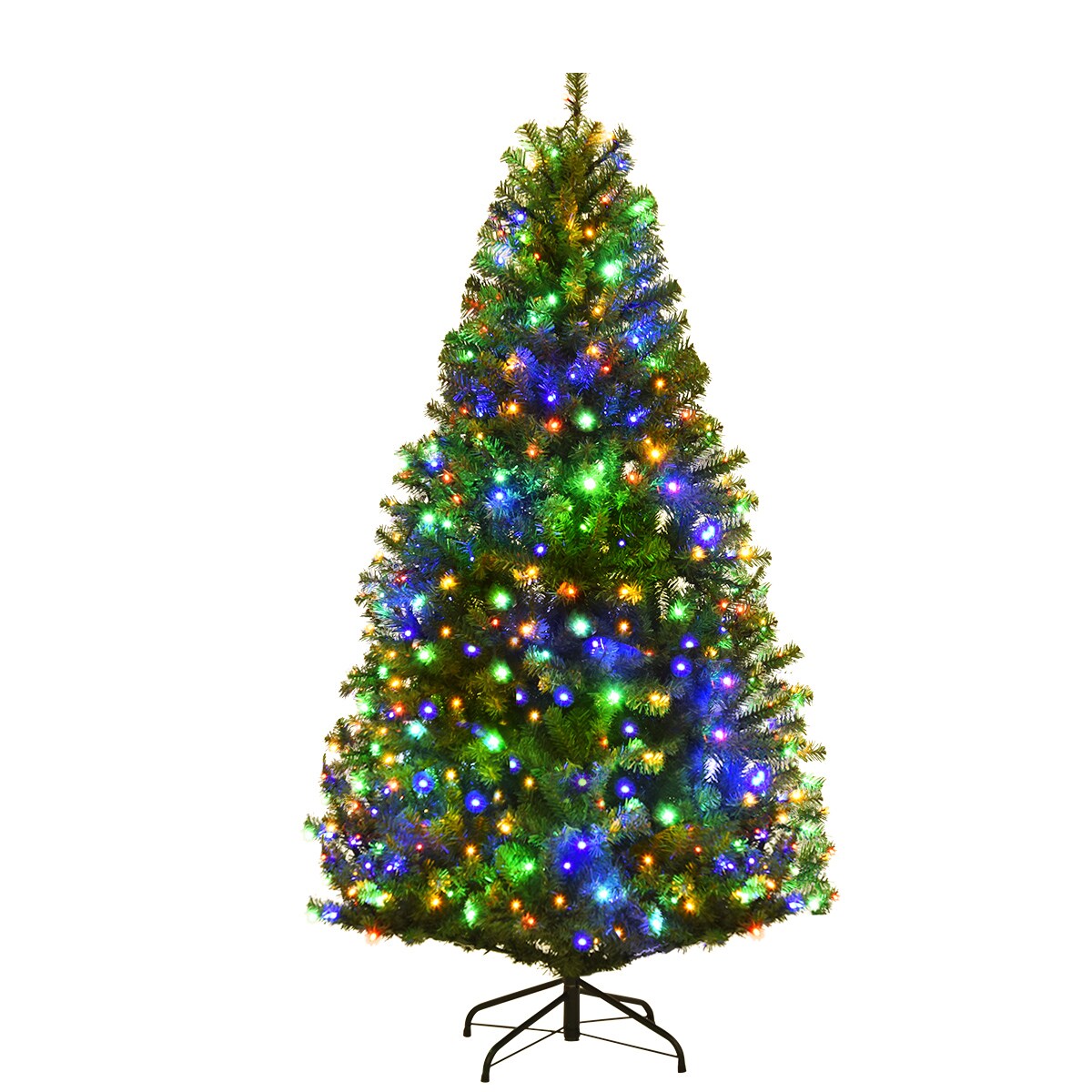 Costway 4/5/6/7/8/9 Ft Pre-Lit Artificial Christmas Tree Hinged 100/150/350/500/750/1000 LED Lights