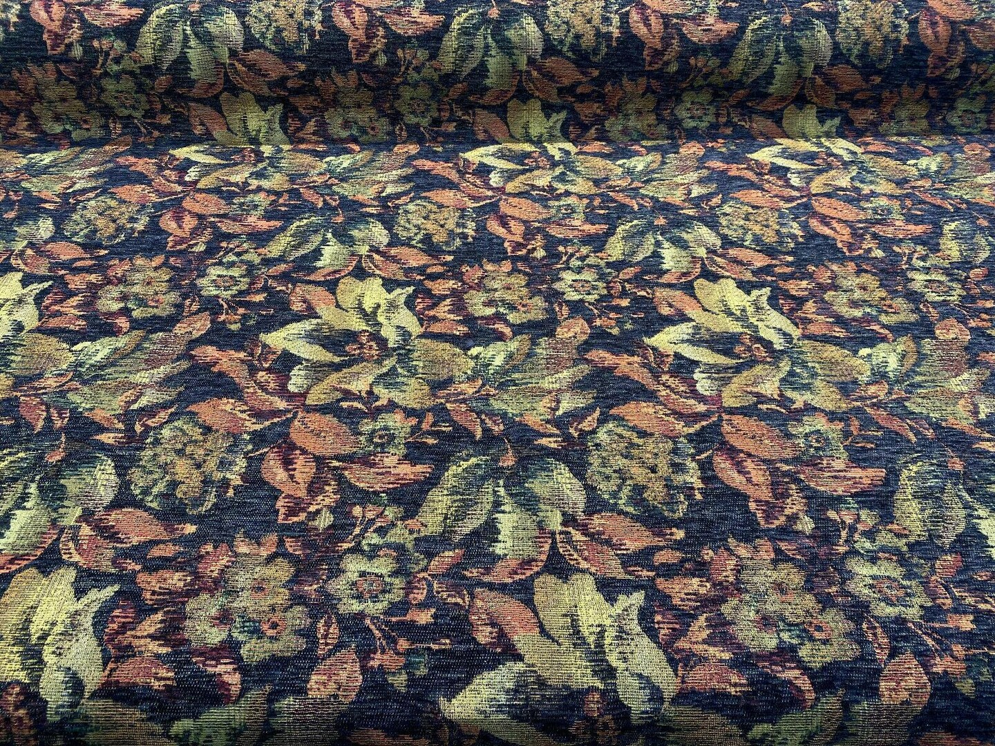 1 Yard Floral Chenille Upholstery Fabric Cotton Polyester 56 Inch Width