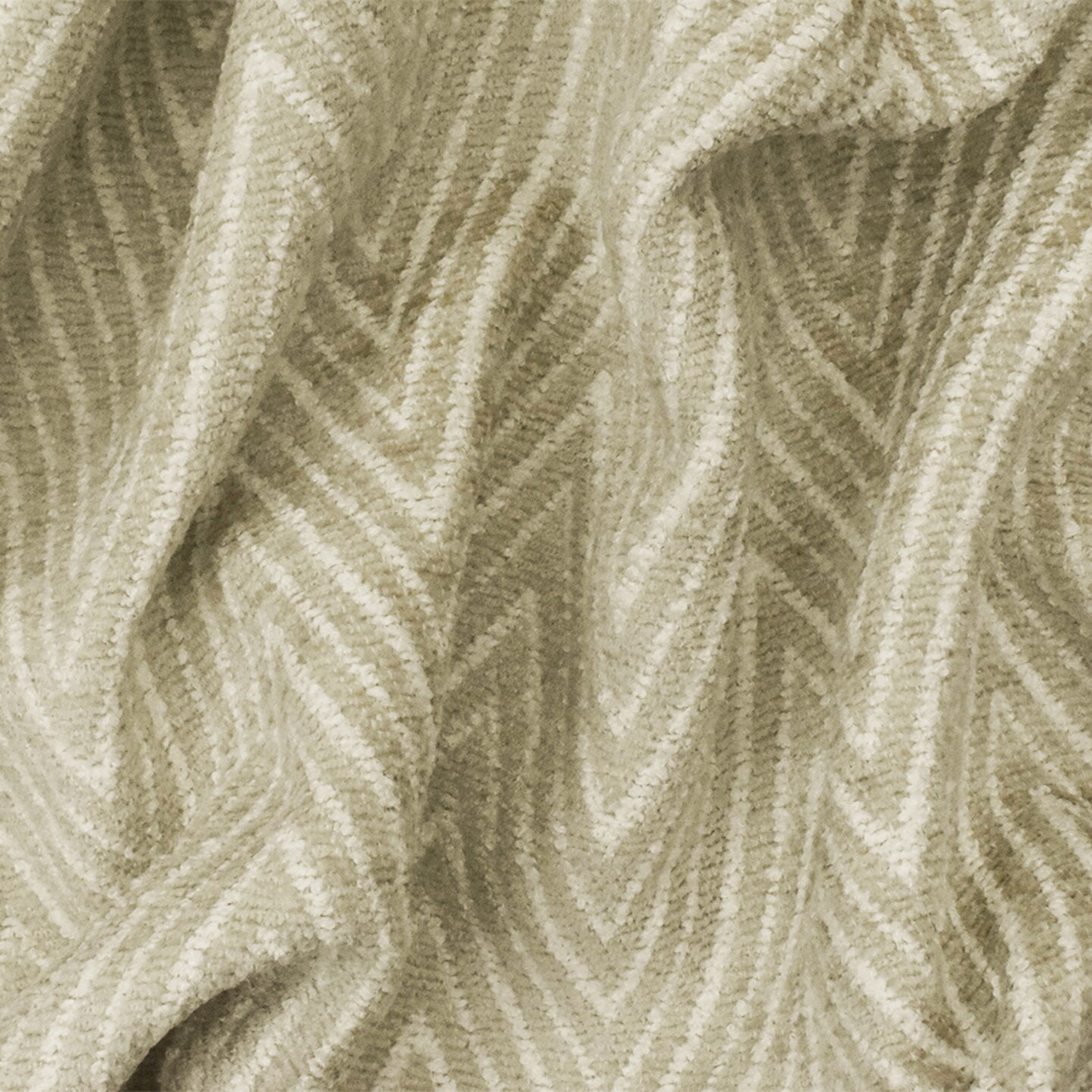 White-Beige Chevron Poly Chenille Woven Home Decorating Fabric By the Yard