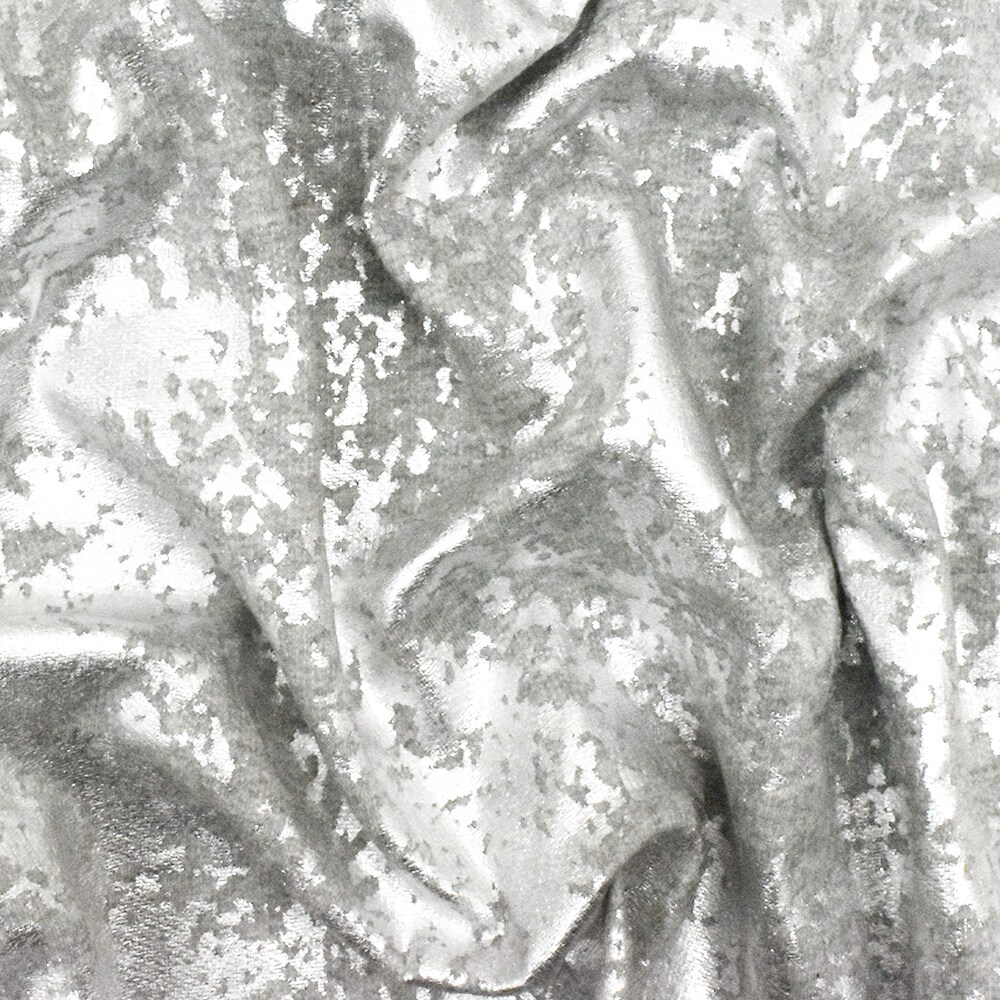 Silver-Gray Famous Maker Abstract Metallic Printed Sweatshirt Fleece Fabric By the Yard