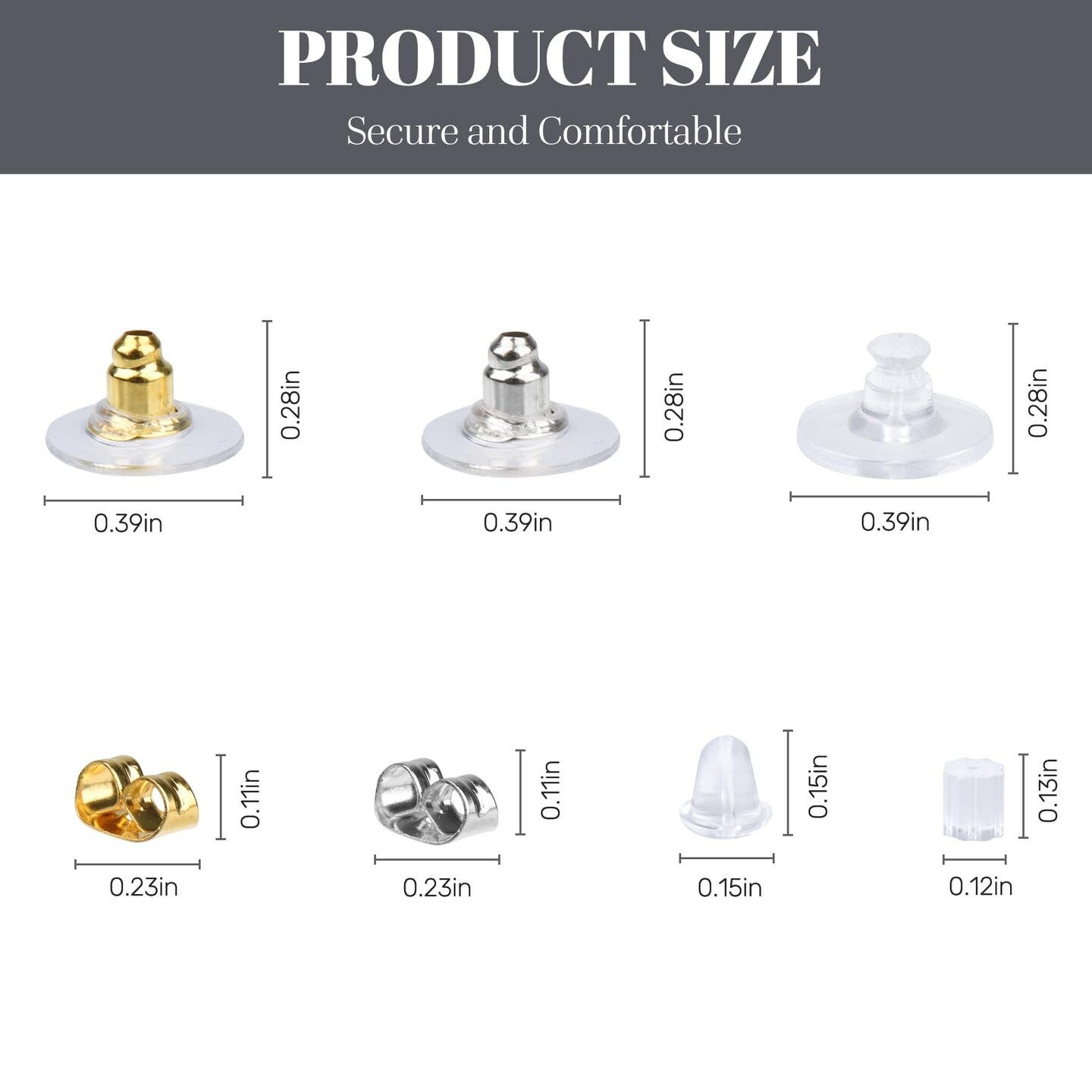 7 Styles Silicone Earring Backs Replacements for Studs/Droopy Ears/Heavy Earring,550Pcs Metal Clear Hypoallergenic Plastic Rubber Backings Clutch Stoppers for Fish Hook Studs Hoops