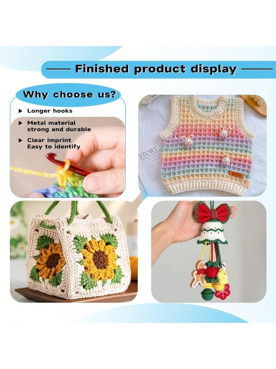 35 PCS Crochet Hooks Set, Colored Aluminum Ergonomic Handle Knitting Needles