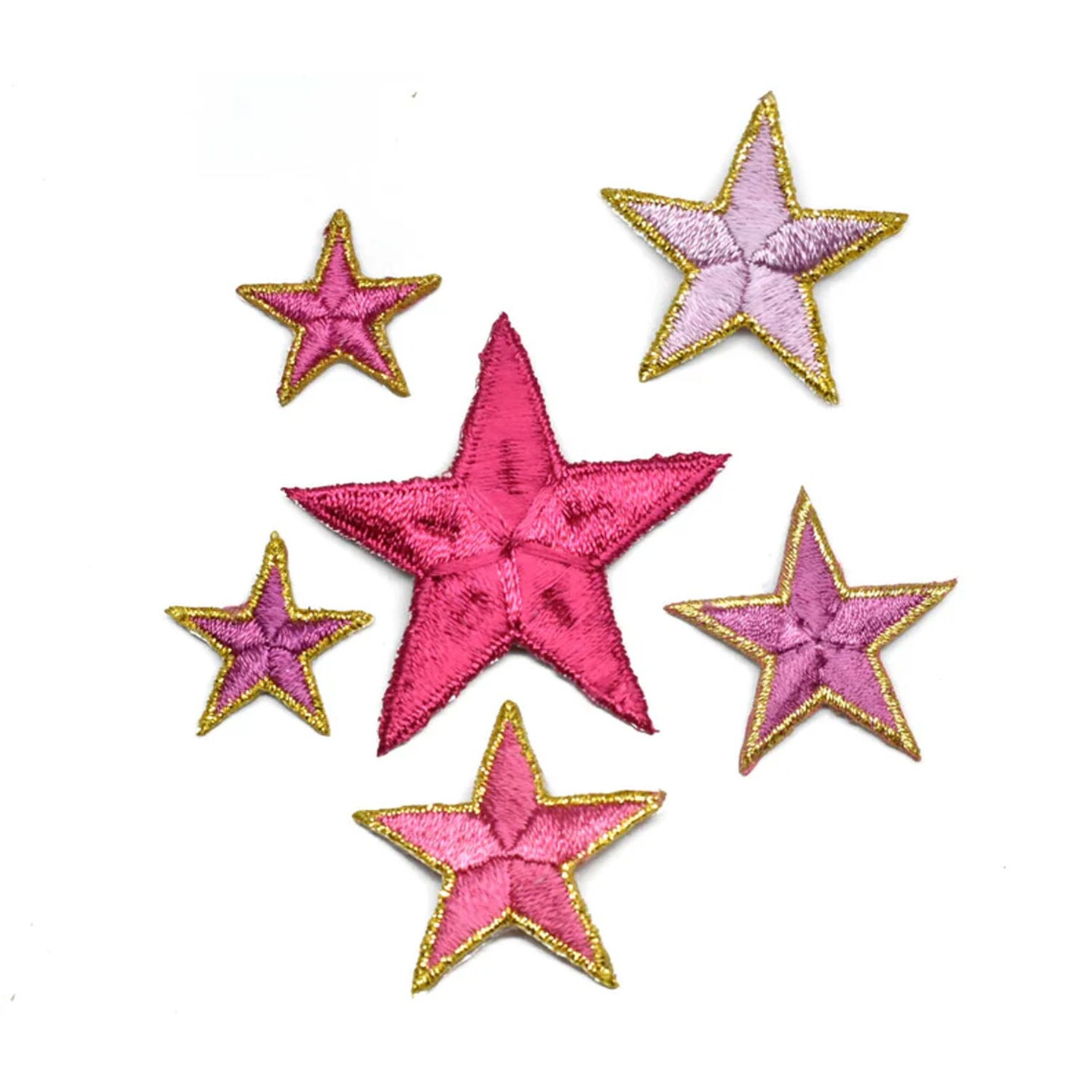 Pink Embroidered Iron On Star Patch Applique for Clothing Accessories and Crafts