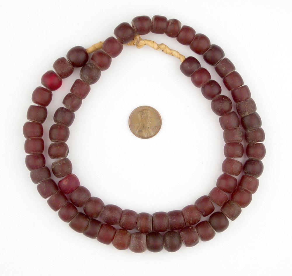 The Bead Chest Old Bembe Glass Trade Beads 10mm Czechoslovakia Red Round 24 Inch Strand