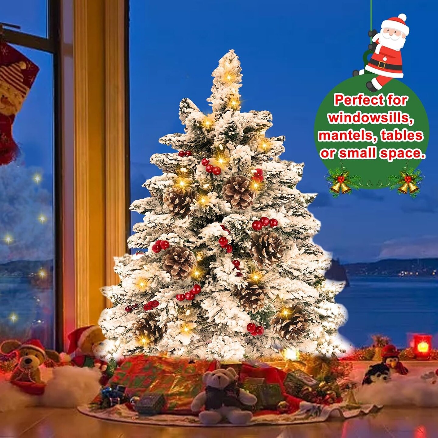 2Ft Mini Tabletop Christmas Tree Battery Operated (Tabletop Christmas Tree) 16&#x22;D x 16&#x22;W x 24&#x22;H