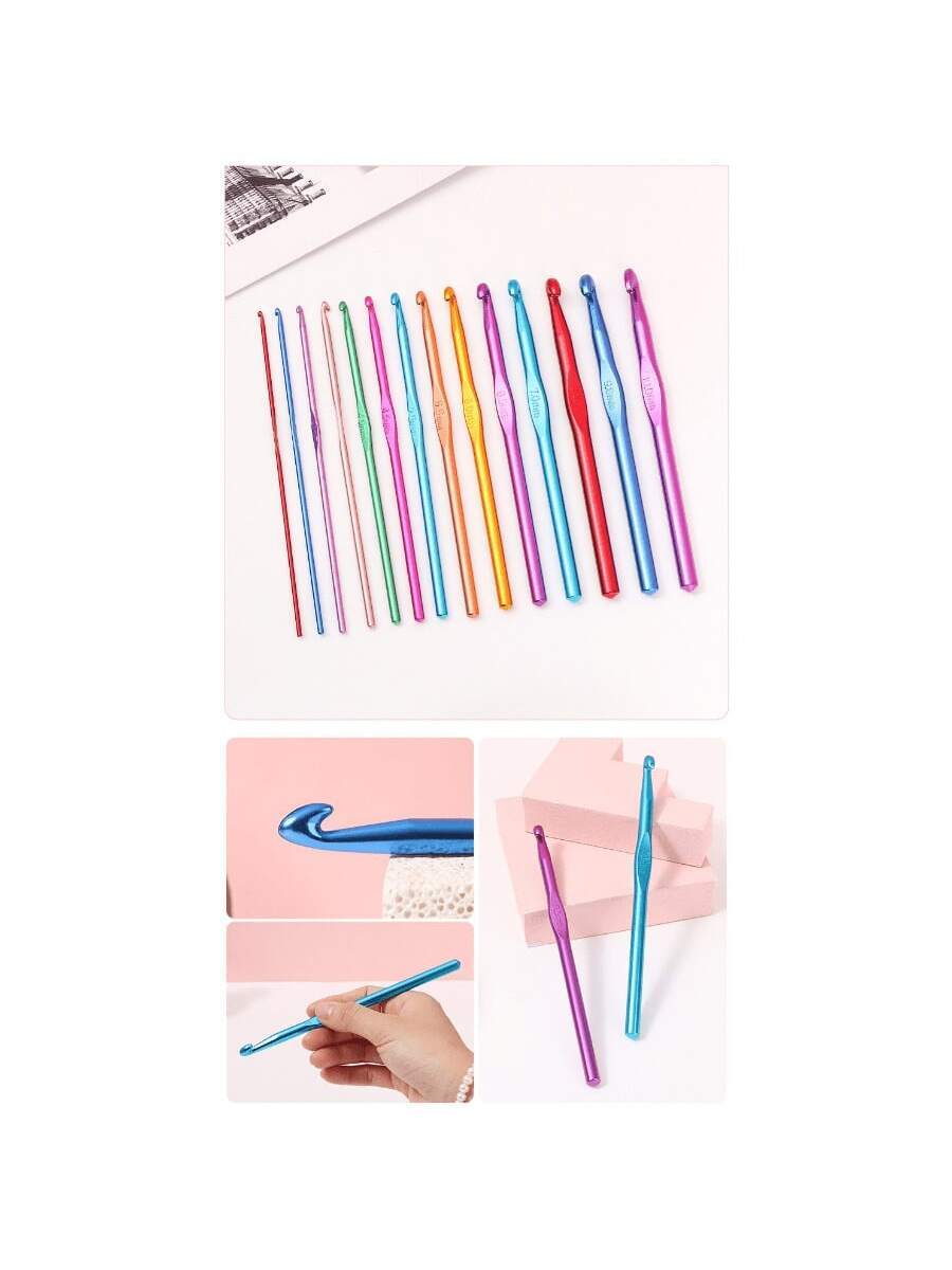 14-Piece Colorful Aluminum Crochet Hook Set 2-10 Mm Knitting Needles, Suitable For Beginners, Single-Head Knitting Crochet DIY Tools, Sweater Scarf Needles