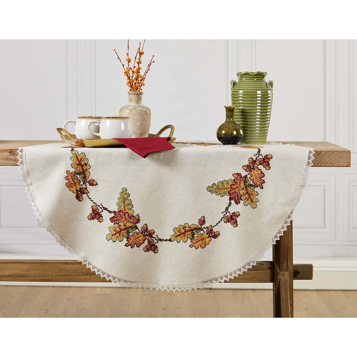 Herrschners Oak Leaves Table Topper Stamped Cross-Stitch Kit | Michaels