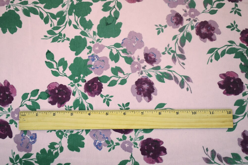 Pink-Green-Multi Floral Printed Poly Chiffon Woven Fabric By the Yard