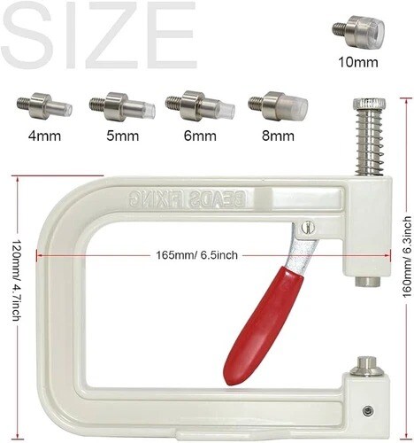 Pearl &#x26; Rivet Hand Press Setting Machine with 5 Round Die Sizes