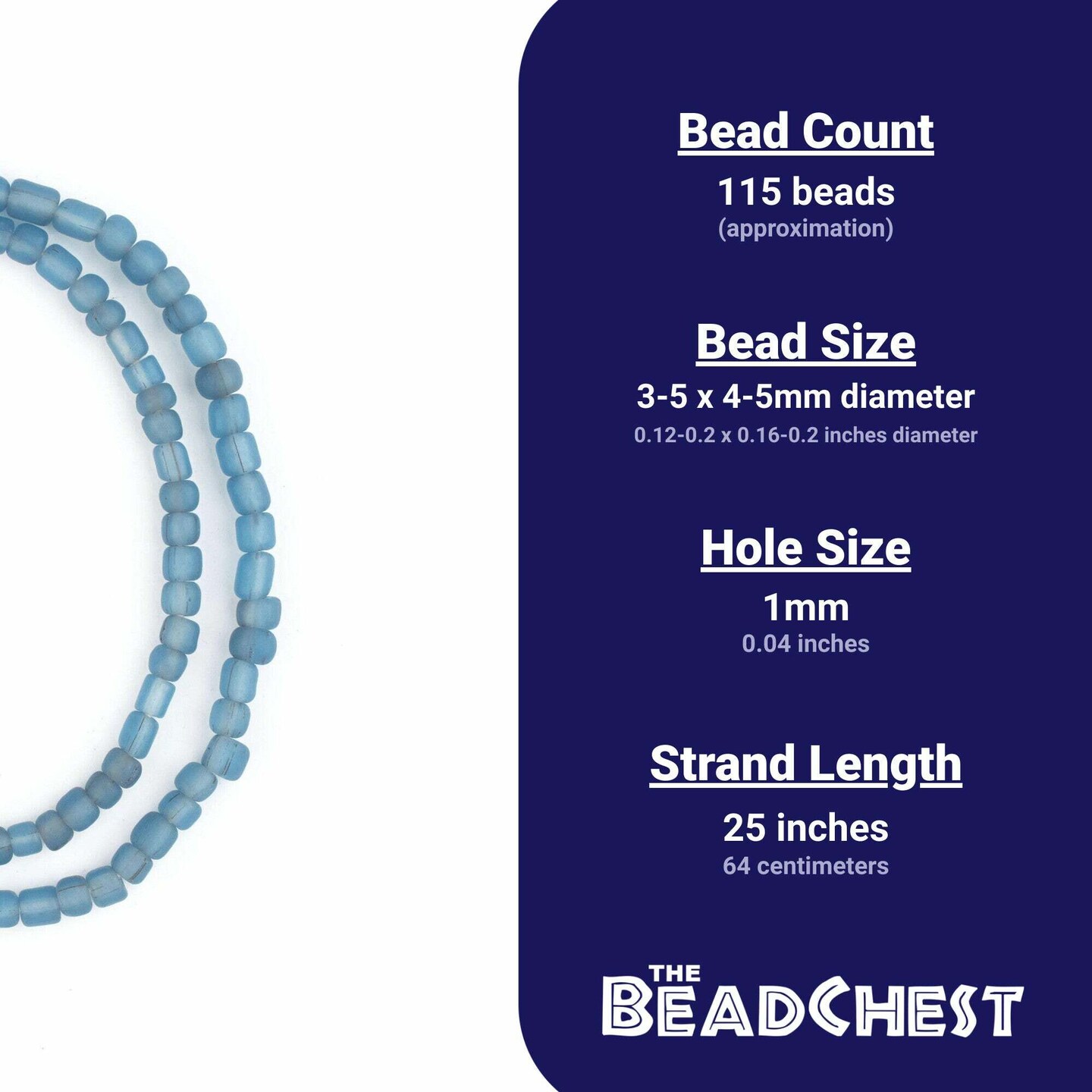 The Bead Chest Indonesian Glass Beads, Small Java Bali 4mm Spacers Jewelry Making Supplies for Necklaces, Bracelets, DIY Crafts (Light Blue)