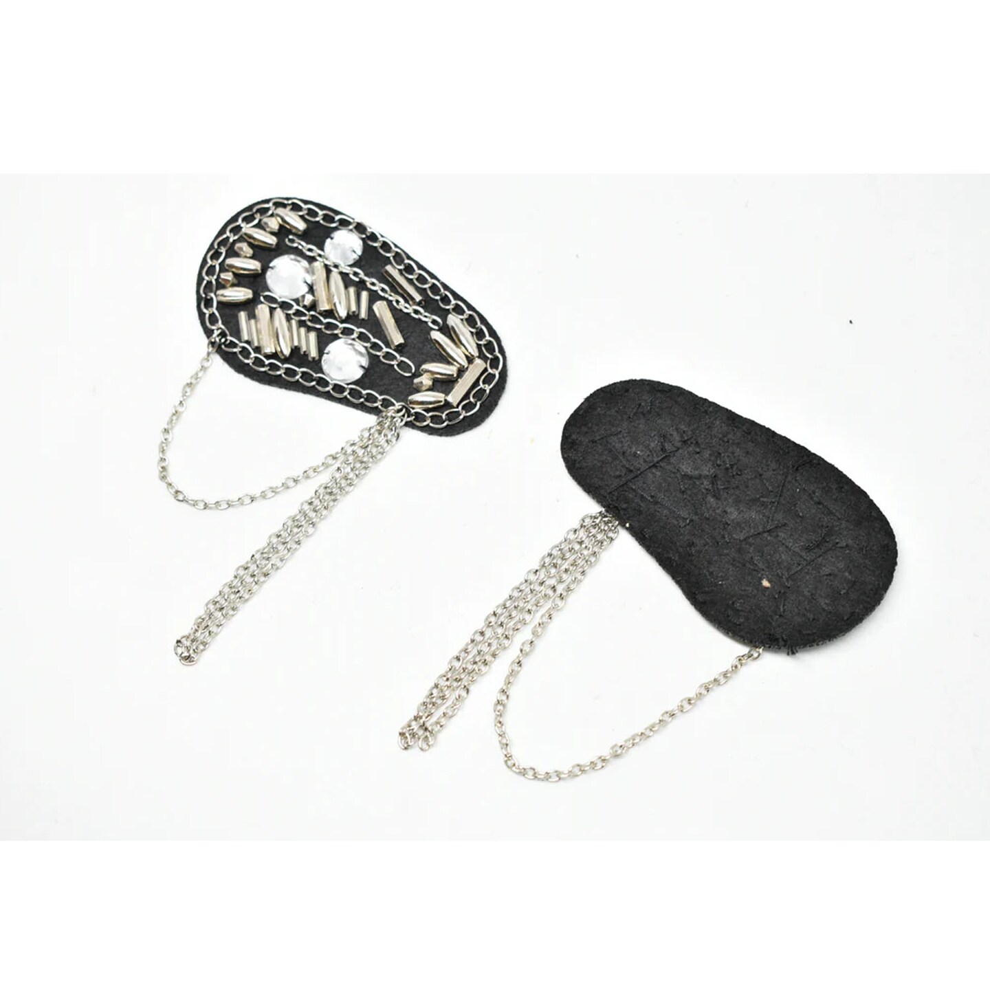 Round Epaulet Shoulder Pads with Rhinestone Beads and Dangling Chains