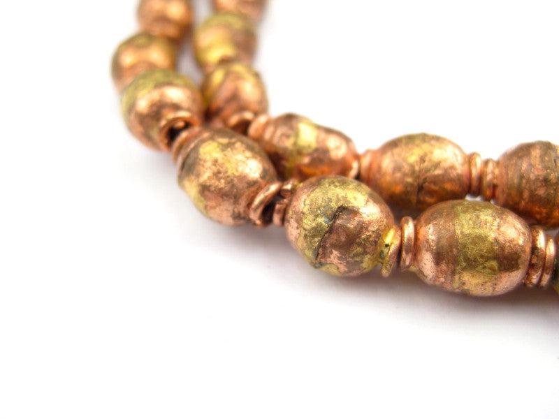 Mini Copper Ethiopian Prayer Beads: Full Strand Oval Copper Beads with Unique Small Size