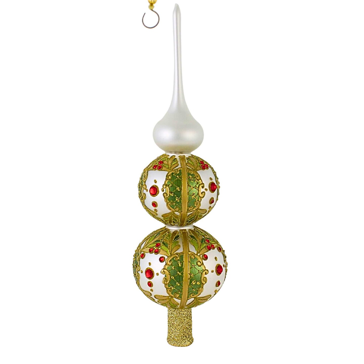 Miss Christmas 15.0 Inch Classic White And Gold Tree Topper Christmas Tree Topper , Christmas Decor Finial Fantasy Heirloom