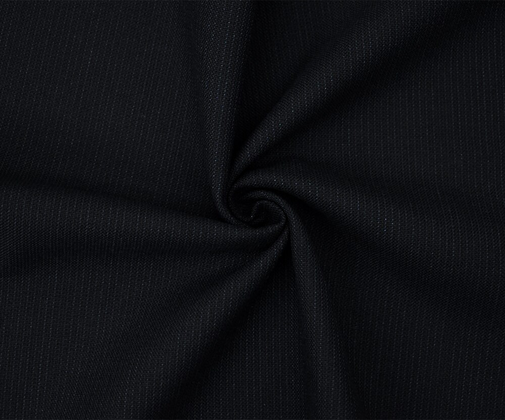 Black-Gunmetal Blue Wool-Poly Striped Suiting Woven Fabric By the Yard