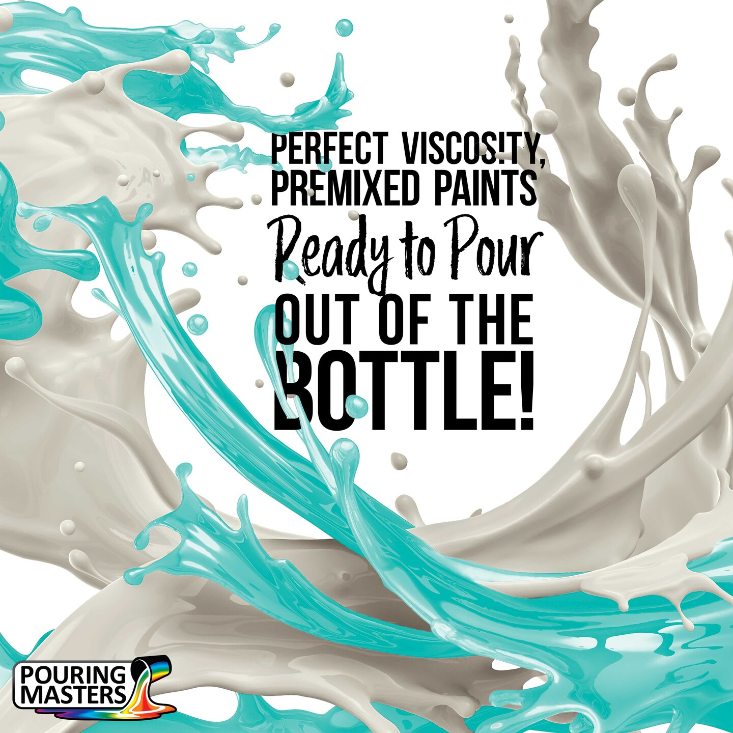 Pouring Masters Tropical Turquoise Ready to Pour Acrylic Pouring Paint - Premium 64-Ounce Pre-Mixed Fluid Acrylic Paint - Fluid Art Supplies for Canvas, Wood, Paper, Tile &#x26; Rocks